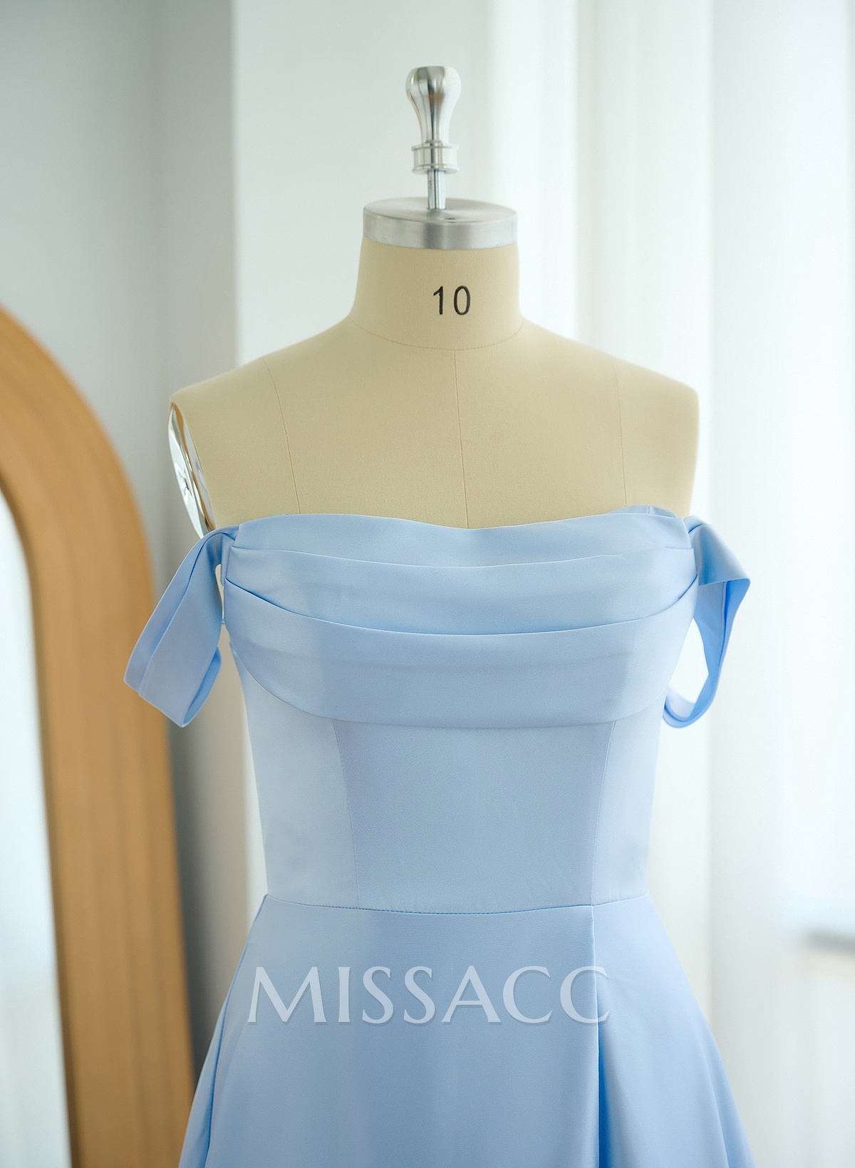 Classic Cowl Neck Off-The-Shoulder A-Line High Split Satin Bridesmaid Dresses