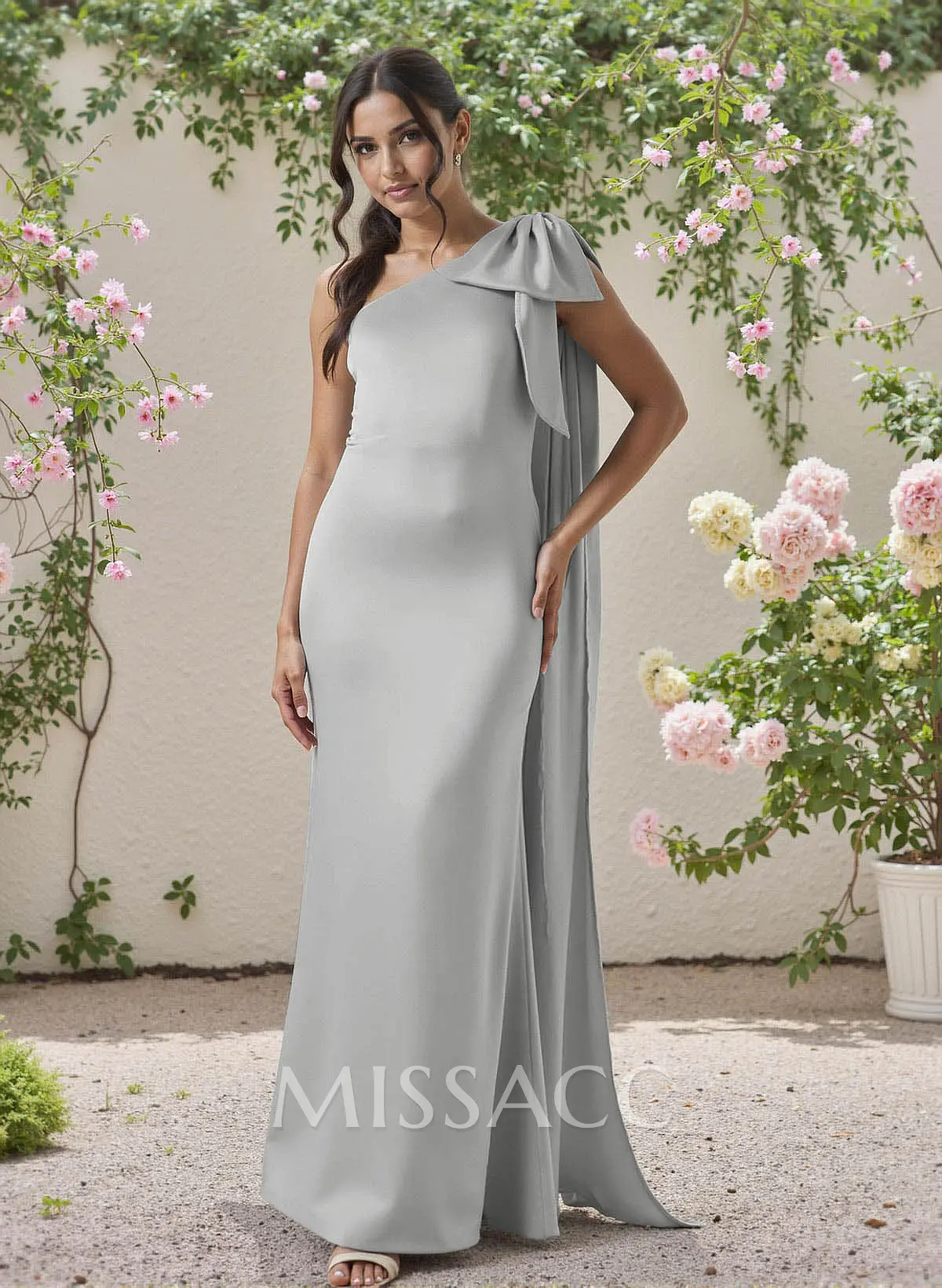 satin bridesmaid dresses canada Classic One-Shoulder Bow(s) Regular Straps Floor-Length Satin Bridesmaid  Dresses