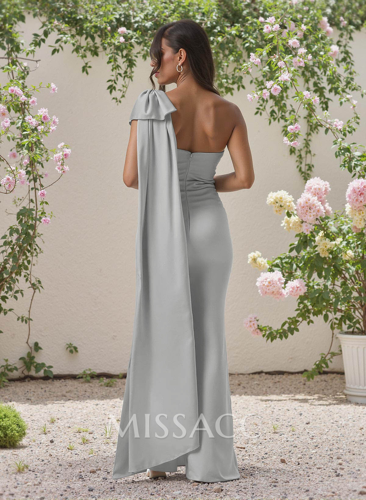 Classic One-Shoulder Bow(s) Regular Straps Floor-Length Satin Bridesmaid Dresses Classic One-Shoulder Bow(s) Regular Straps Floor-Length Satin Bridesmaid Dresses