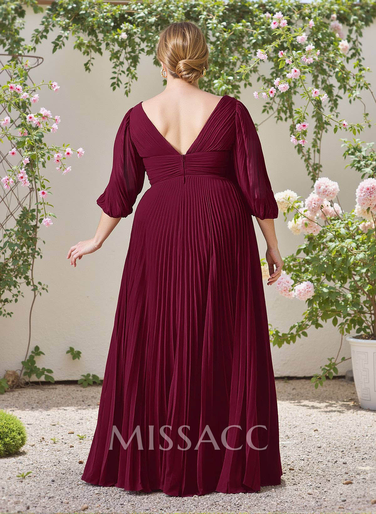 Elegant Pleated V-Neck A-Line High Split Floor-Length Chiffon Bridesmaid Dresses Elegant Pleated V-Neck A-Line High Split Floor-Length Chiffon Bridesmaid Dresses