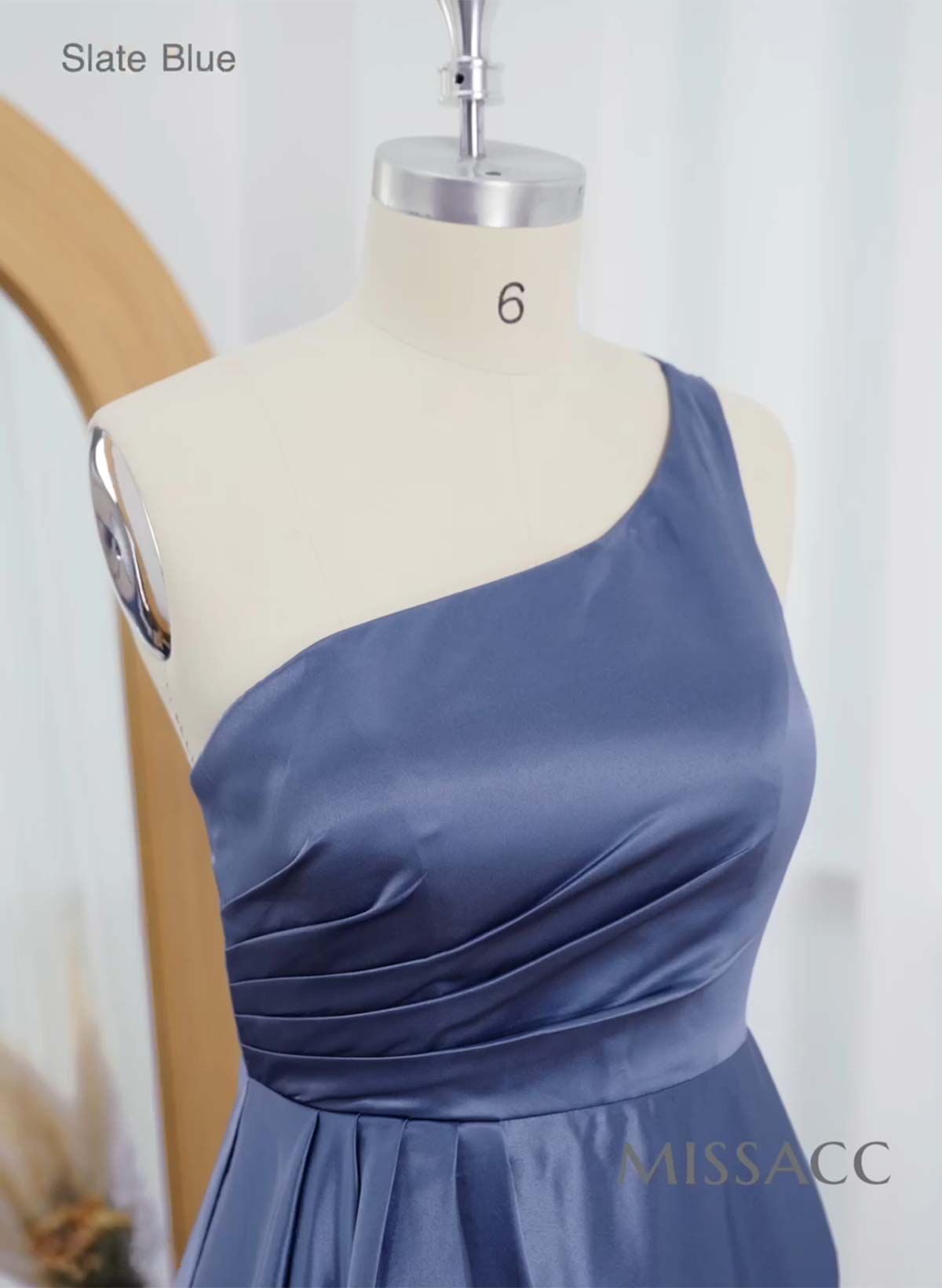 Elegant One-Shoulder Ruffle A-Line Asymmetrical Satin Bridesmaid Dresses