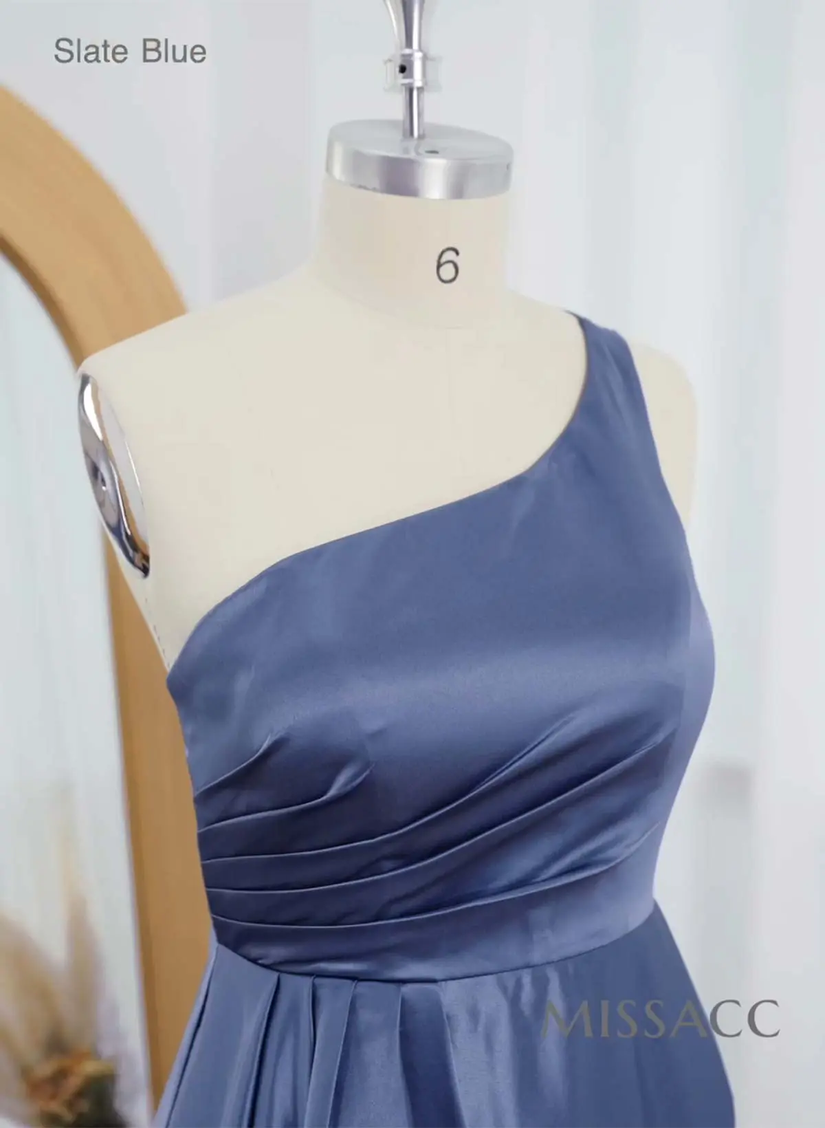 Elegant One-Shoulder Ruffle A-Line Asymmetrical Satin Bridesmaid Dresses