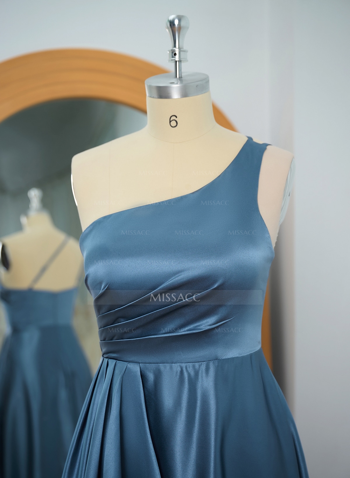 Elegant One-Shoulder Ruffle A-Line Asymmetrical Satin Bridesmaid Dresses