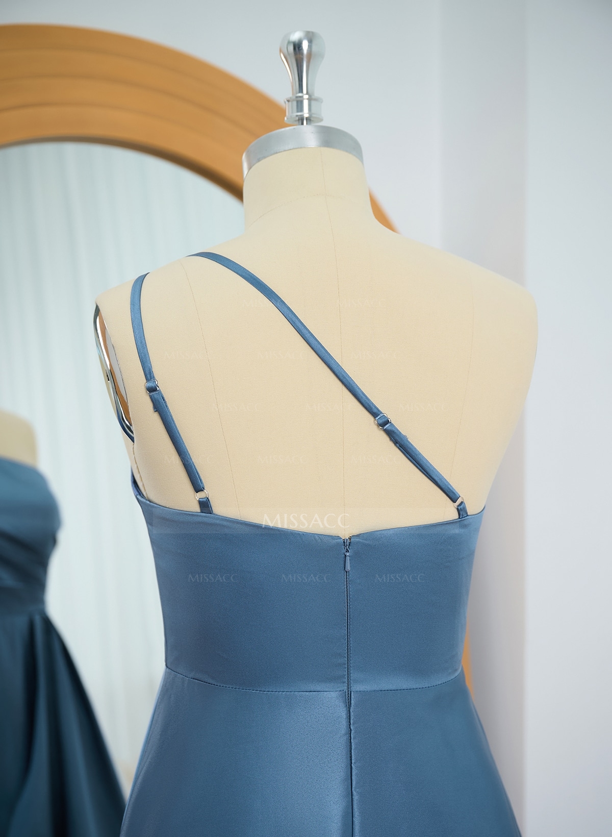 Elegant One-Shoulder Ruffle A-Line Asymmetrical Satin Bridesmaid Dresses