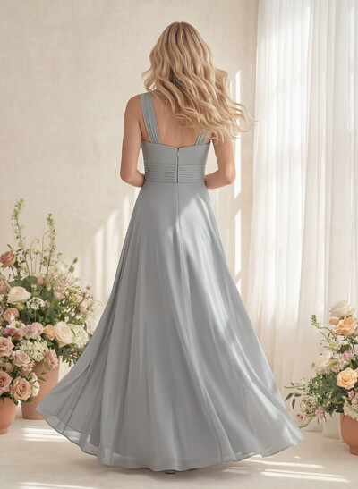 Classic Halter Sleeveless A-Line Floor-Length Chiffon Bridesmaid Dresses