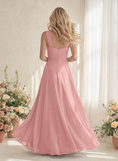 Classic Halter Sleeveless A-Line Floor-Length Chiffon Bridesmaid Dresses