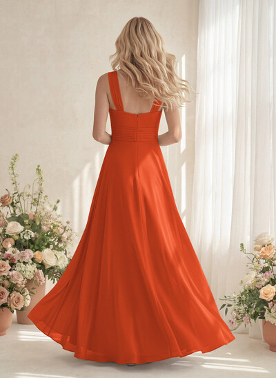 Classic Halter Sleeveless A-Line Floor-Length Chiffon Bridesmaid Dresses