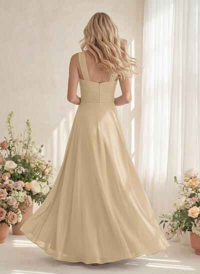 Classic Halter Sleeveless A-Line Floor-Length Chiffon Bridesmaid Dresses