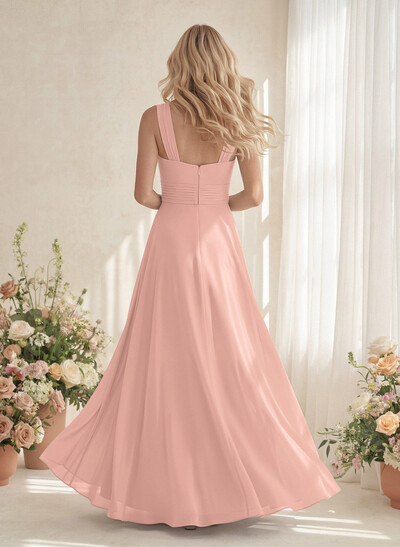 Classic Halter Sleeveless A-Line Floor-Length Chiffon Bridesmaid Dresses