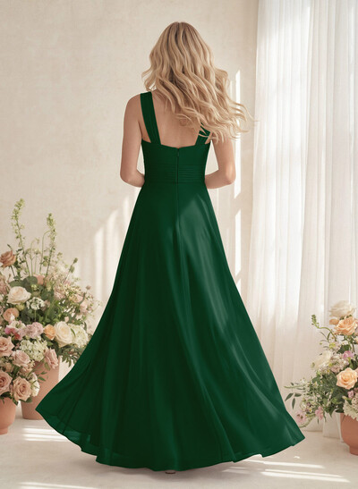 Classic Halter Sleeveless A-Line Floor-Length Chiffon Bridesmaid Dresses