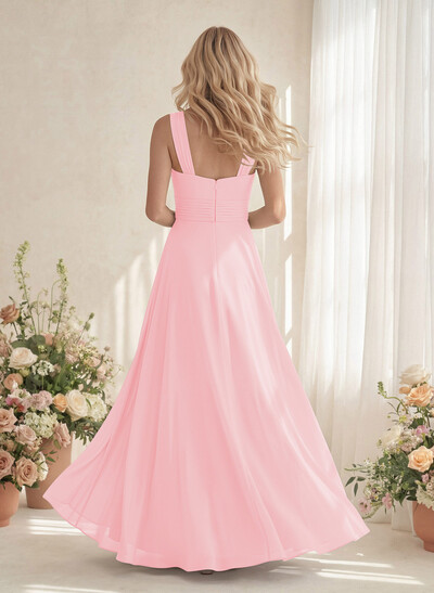 Classic Halter Sleeveless A-Line Floor-Length Chiffon Bridesmaid Dresses