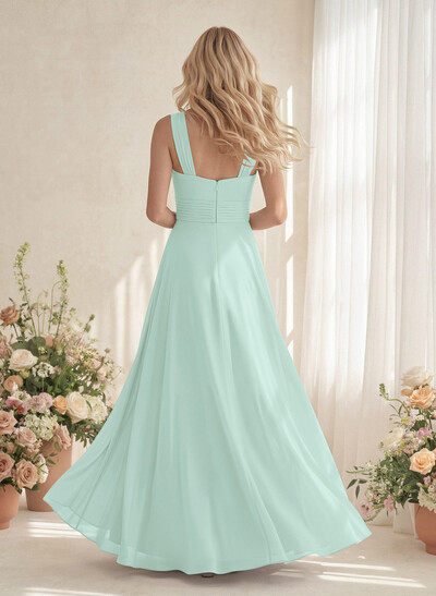 Classic Halter Sleeveless A-Line Floor-Length Chiffon Bridesmaid Dresses