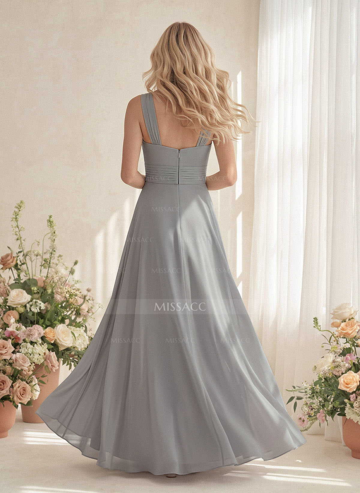 Classic Halter Sleeveless A-Line Floor-Length Chiffon Bridesmaid Dresses