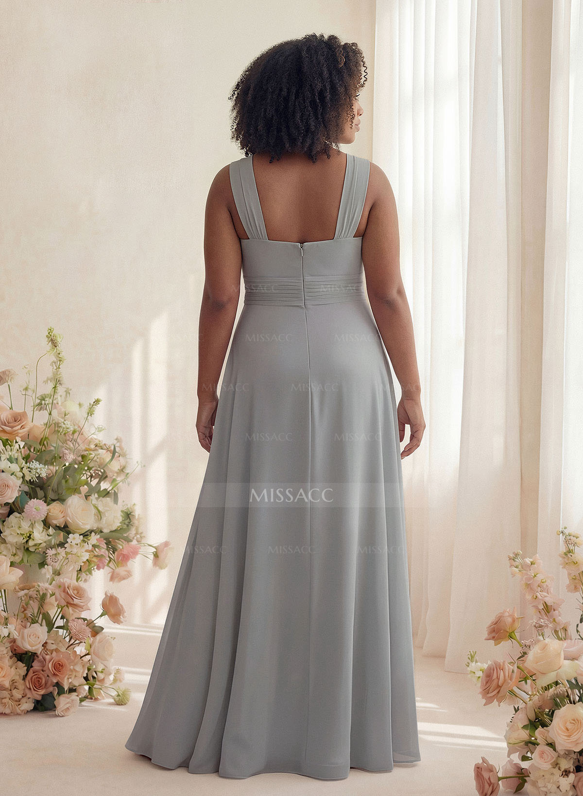 Classic Halter Sleeveless A-Line Floor-Length Chiffon Bridesmaid Dresses