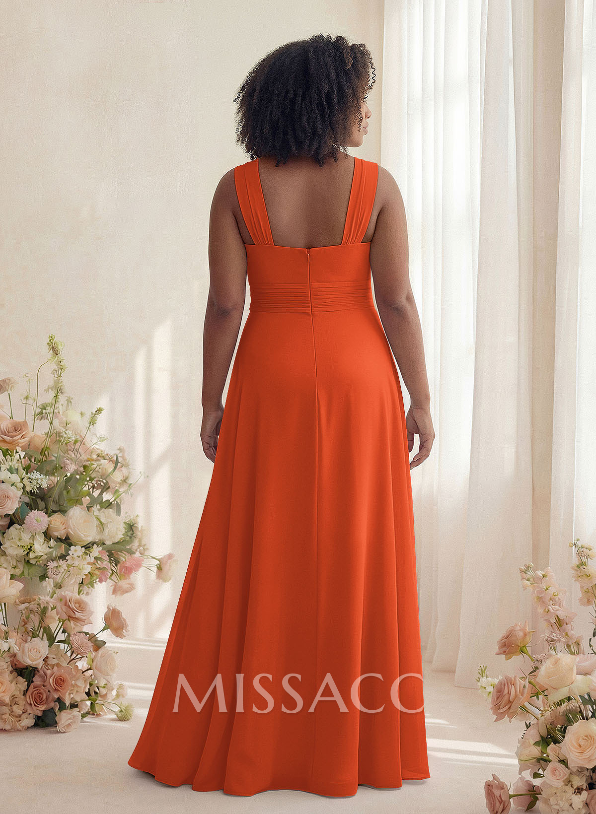Classic Halter Sleeveless A-Line Floor-Length Chiffon Bridesmaid Dresses