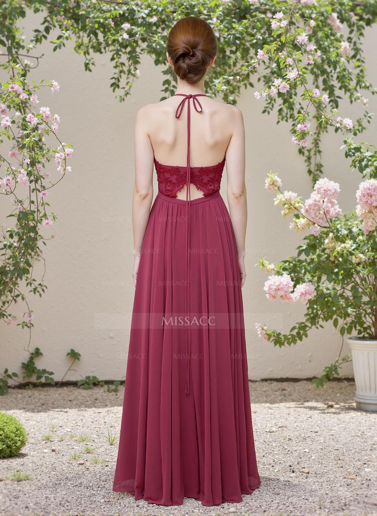 Exquisite A-Line V-Neck Chiffon Bridesmaid Dresses With Back Hole