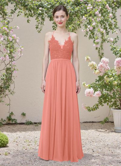 Exquisite A-Line V-Neck Chiffon Bridesmaid Dresses With Back Hole