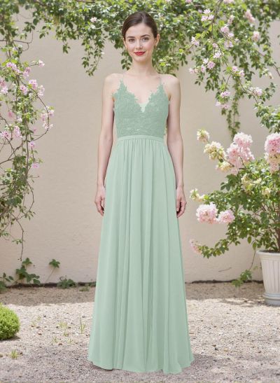 Exquisite A-Line V-Neck Chiffon Bridesmaid Dresses With Back Hole