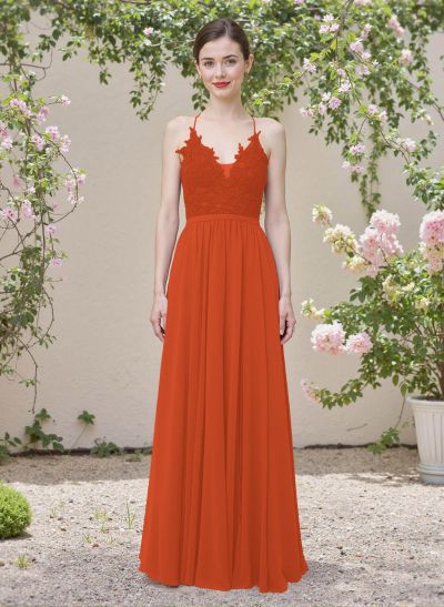 Exquisite A-Line V-Neck Chiffon Bridesmaid Dresses With Back Hole