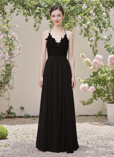 Exquisite A-Line V-Neck Chiffon Bridesmaid Dresses With Back Hole