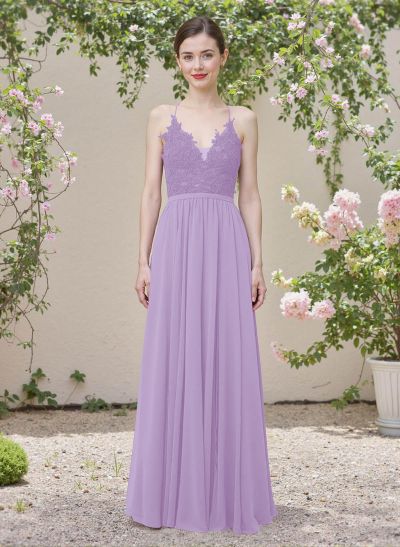 Exquisite A-Line V-Neck Chiffon Bridesmaid Dresses With Back Hole