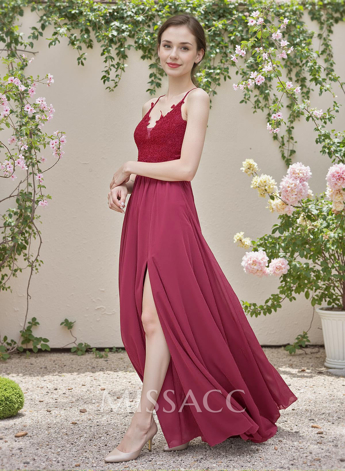 Exquisite A-Line V-Neck Chiffon Bridesmaid Dresses With Back Hole