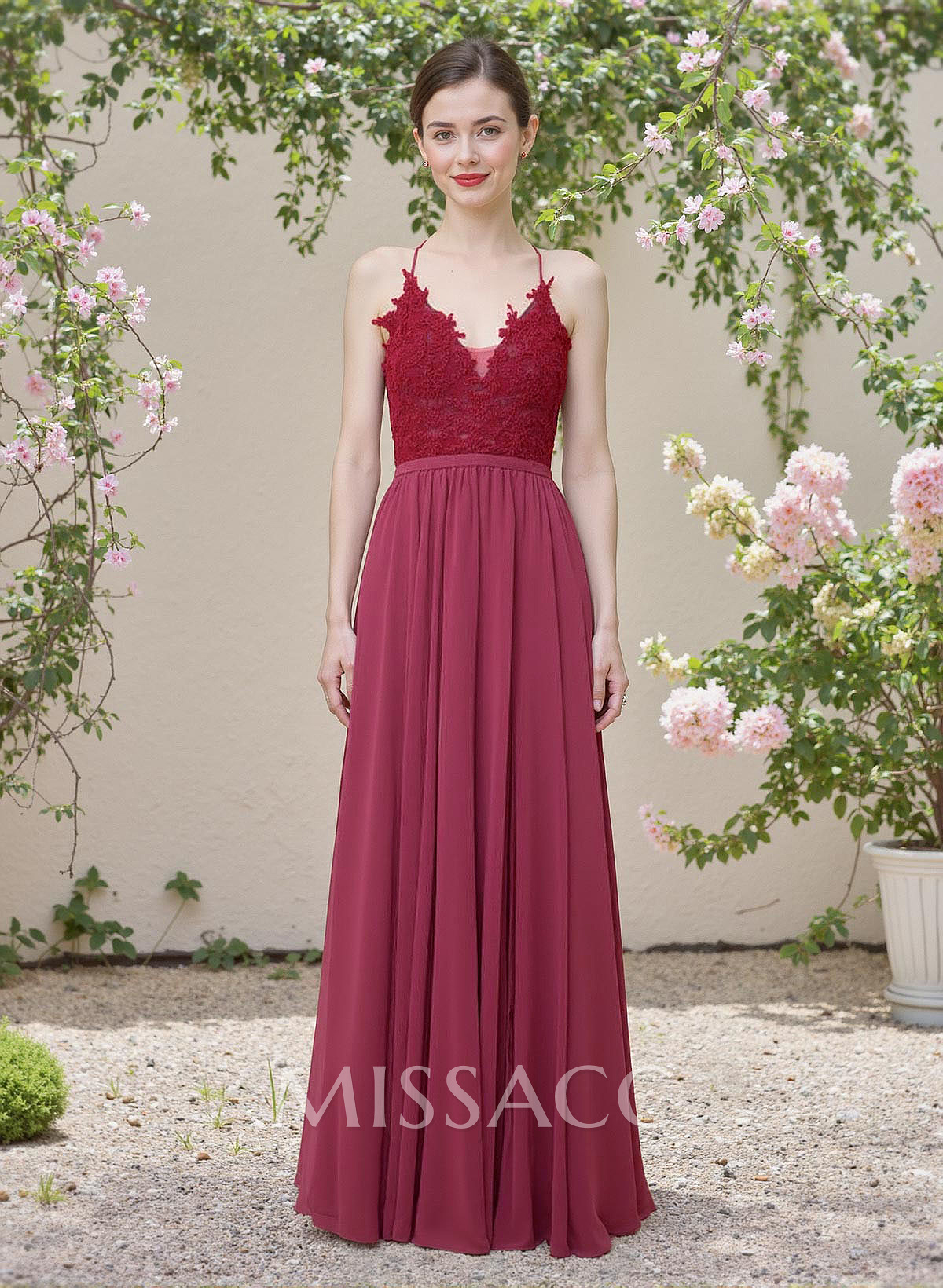Exquisite A-Line V-Neck Chiffon Bridesmaid Dresses With Back Hole
