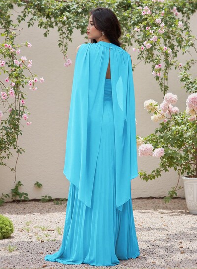 Minimalistic A-Line Halter Sleeveless Chiffon Bridesmaid Dresses With Bare Back