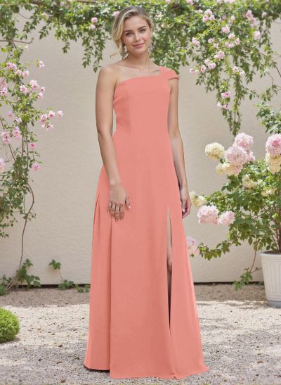 Classic A-Line One-Shoulder Chiffon Bridesmaid Dresses With High Split