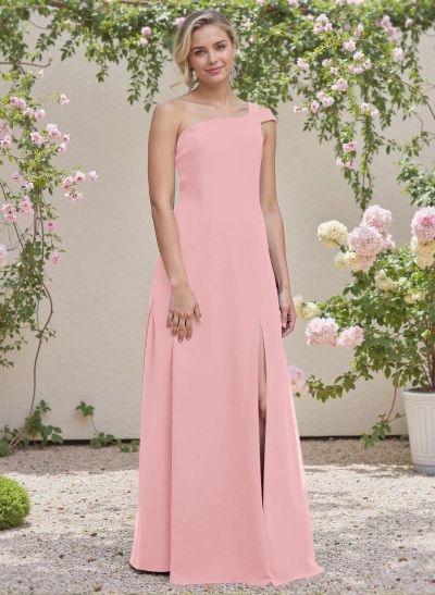 Classic A-Line One-Shoulder Chiffon Bridesmaid Dresses With High Split