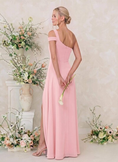 Classic A-Line One-Shoulder Chiffon Bridesmaid Dresses With High Split