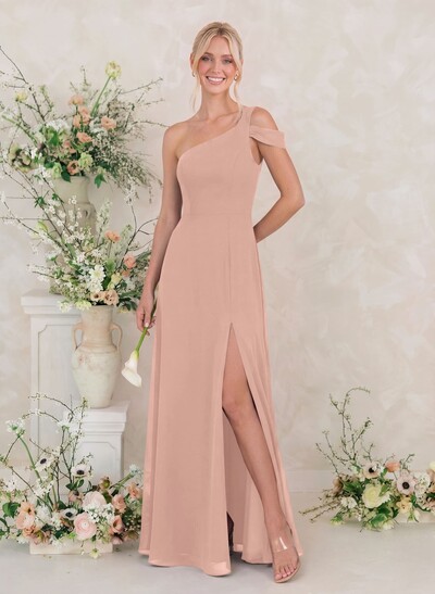 Classic A-Line One-Shoulder Chiffon Bridesmaid Dresses With High Split