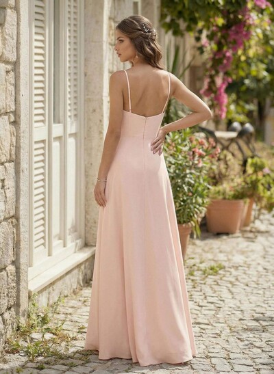 Minimalistic A-Line V-Neck Sleeveless Elastic Satin Bridesmaid Dresses