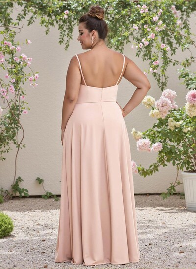 Minimalistic A-Line V-Neck Sleeveless Elastic Satin Bridesmaid Dresses