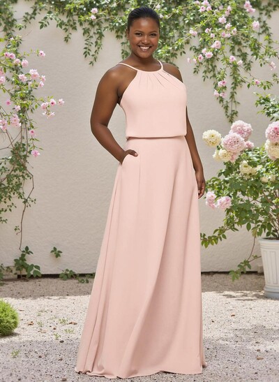 Minimalistic A-Line Spaghetti Straps V-Neck Elastic Satin Bridesmaid Dresses