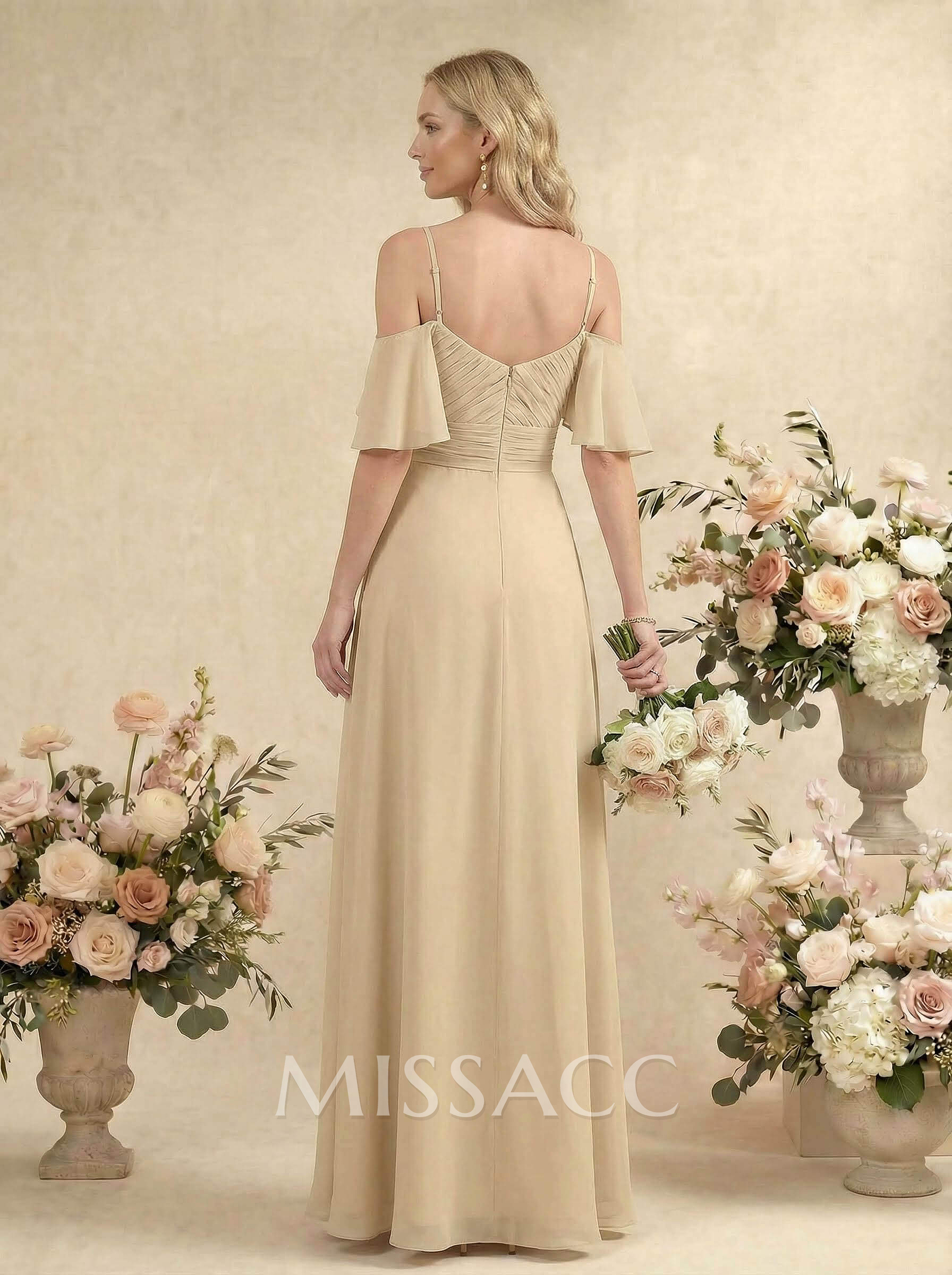 Modest A-Line Spaghetti Straps Ruched Waist Chiffon Bridesmaid Dresses Modest A-Line Spaghetti Straps Ruched Waist Chiffon Bridesmaid Dresses