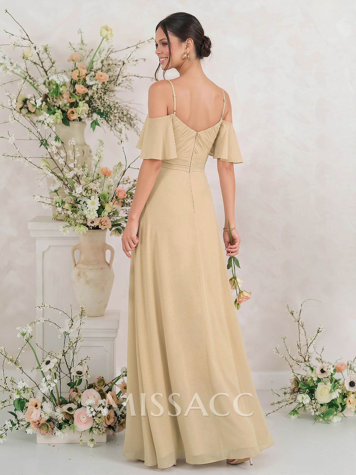 Modest A-Line Spaghetti Straps Ruched Waist Chiffon Bridesmaid Dresses Modest A-Line Spaghetti Straps Ruched Waist Chiffon Bridesmaid Dresses