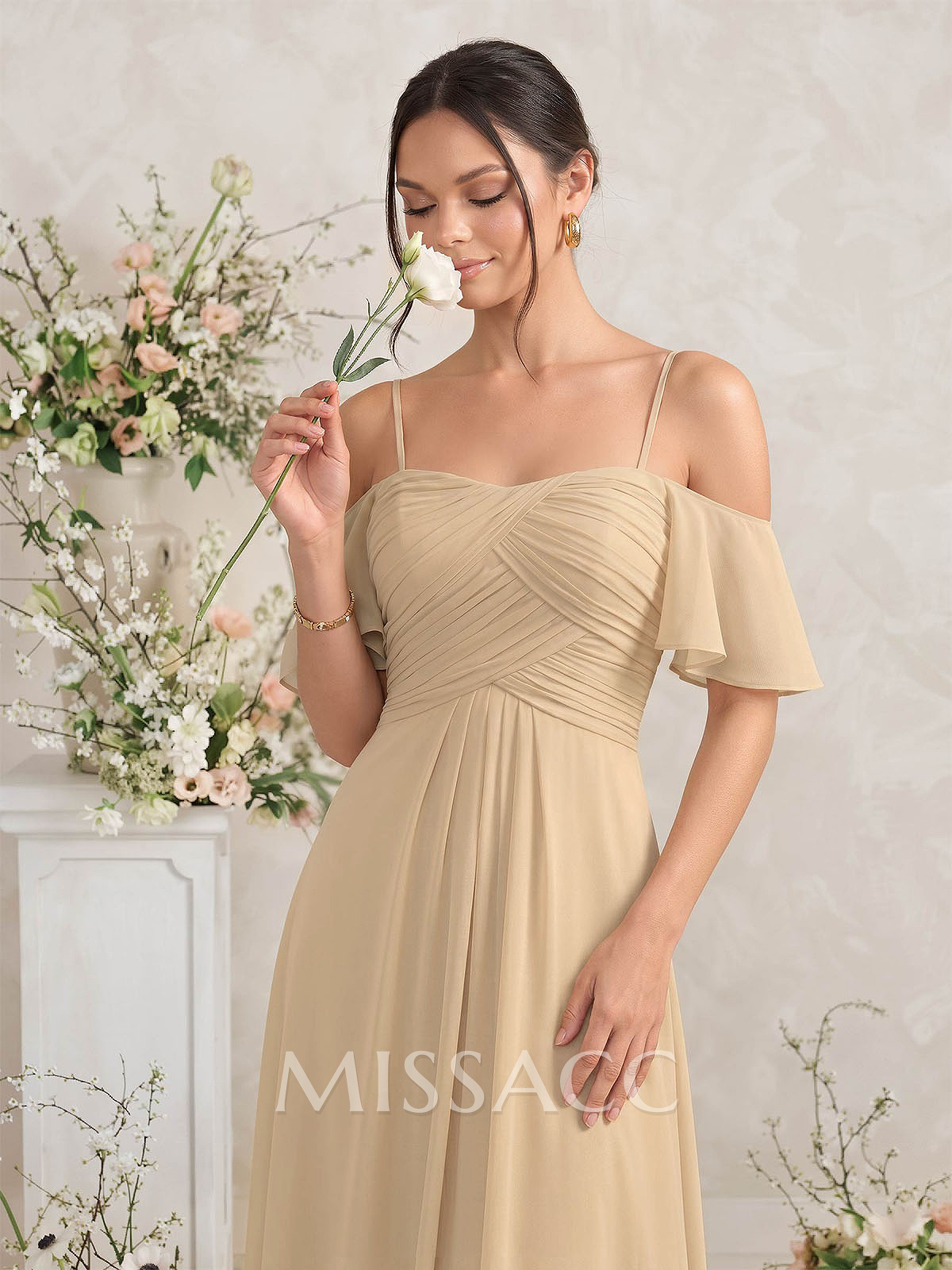 Modest A-Line Spaghetti Straps Ruched Waist Chiffon Bridesmaid Dresses Modest A-Line Spaghetti Straps Ruched Waist Chiffon Bridesmaid Dresses