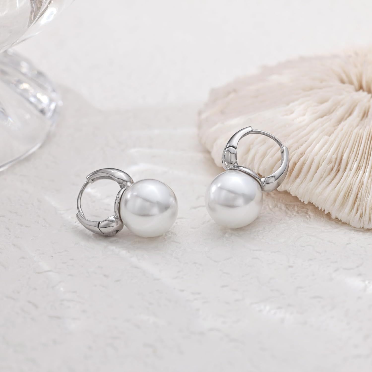 Simple Pearl Vintage Hoop Earrings