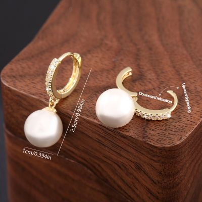 Simple Pearl Vintage Hoop Earrings