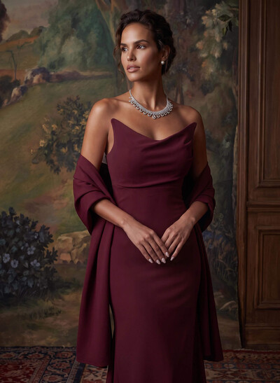 Trumpet/Mermaid Strapless Sleeveless Sweep Train Elastic Satin Evening Dresses