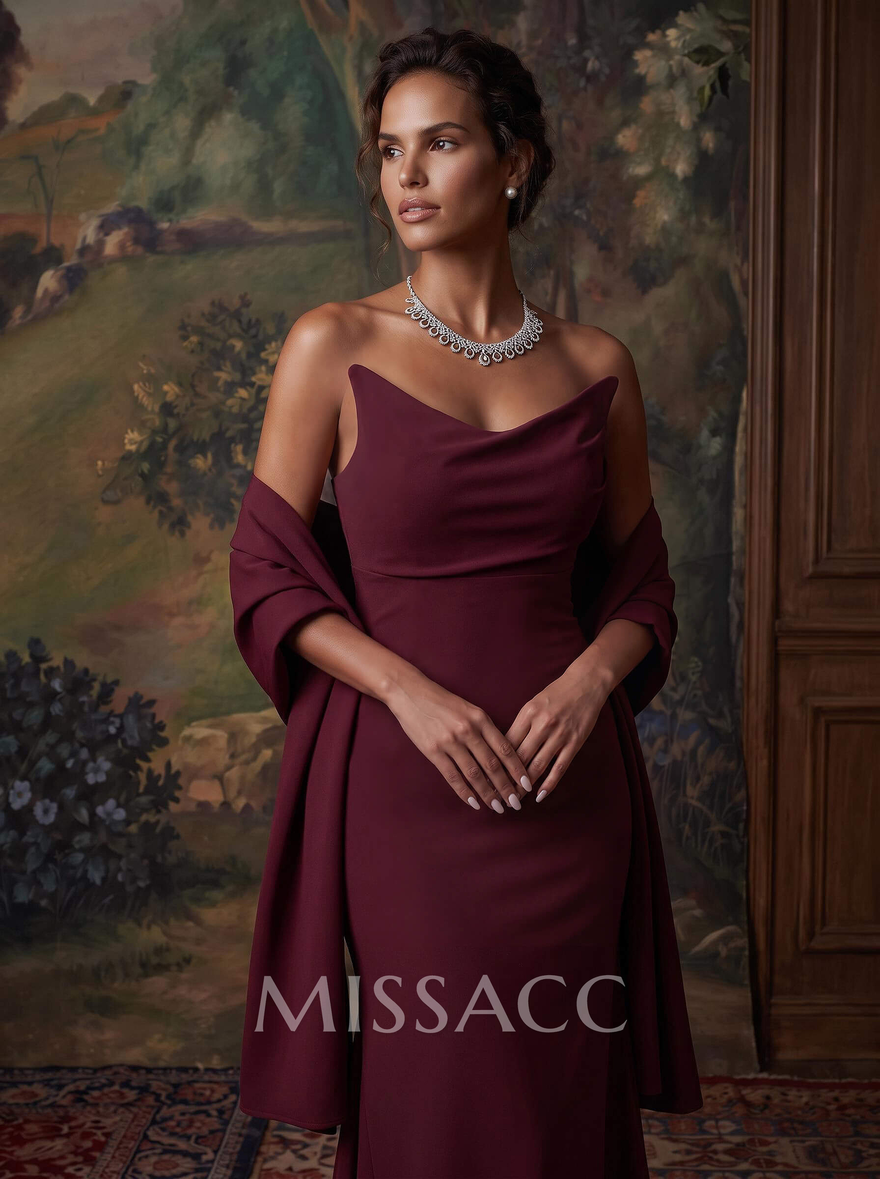 Trumpet/Mermaid Strapless Sleeveless Sweep Train Elastic Satin Evening Dresses