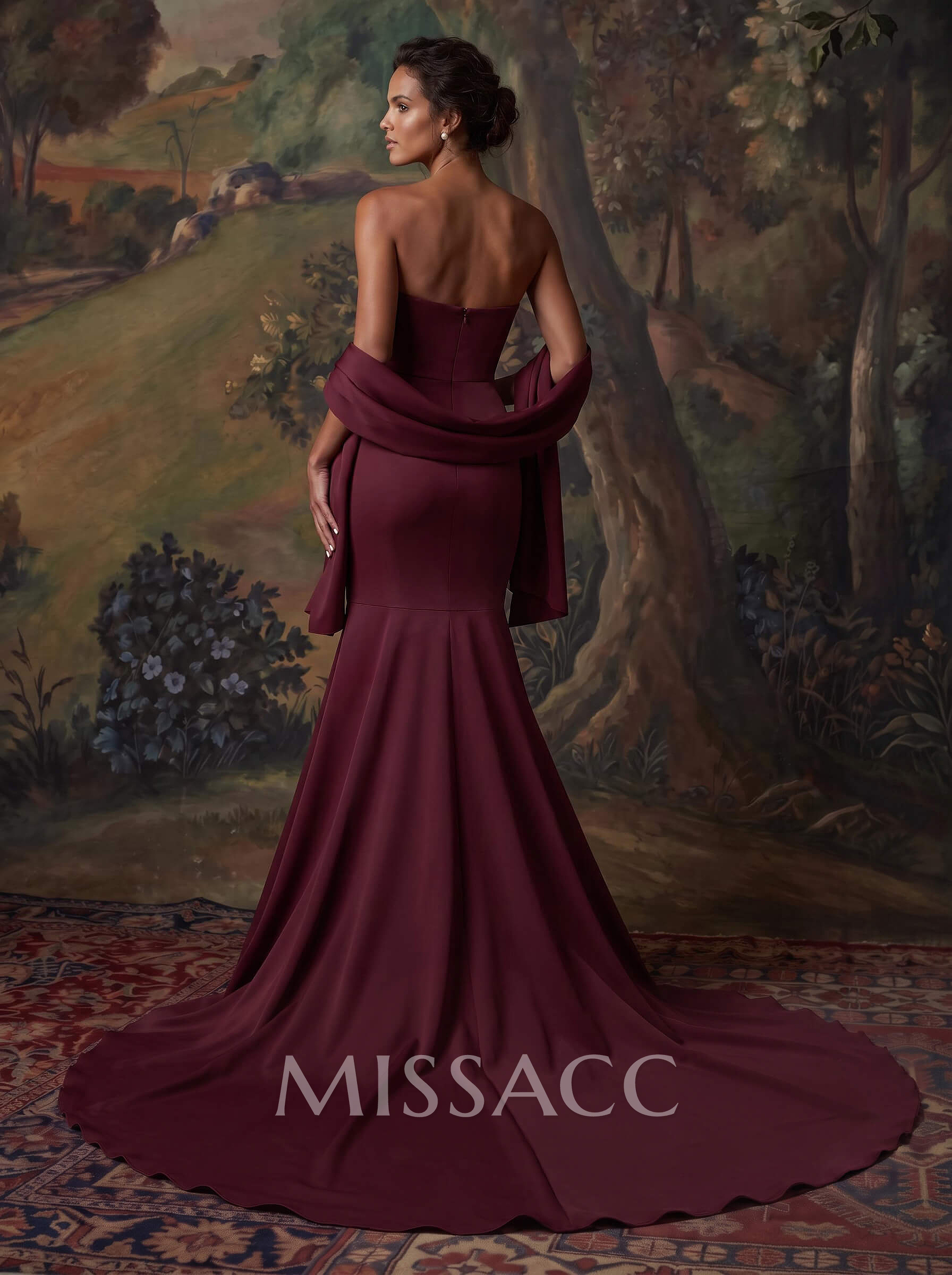 Trumpet/Mermaid Strapless Sleeveless Sweep Train Elastic Satin Evening Dresses