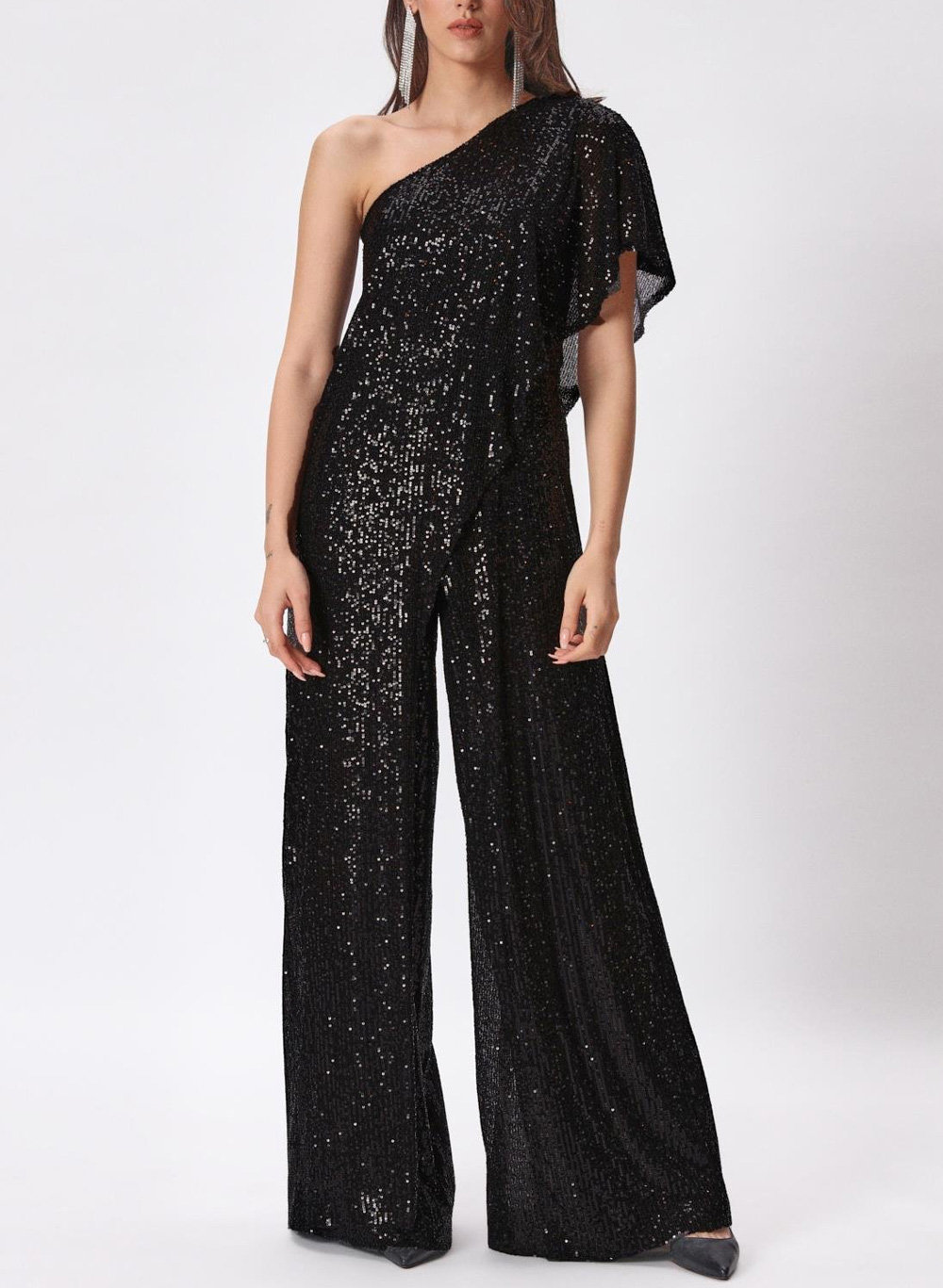 Sparkly One-Shoulder Sequined Mother Of The Bride Jumpsuit/Pantsuit