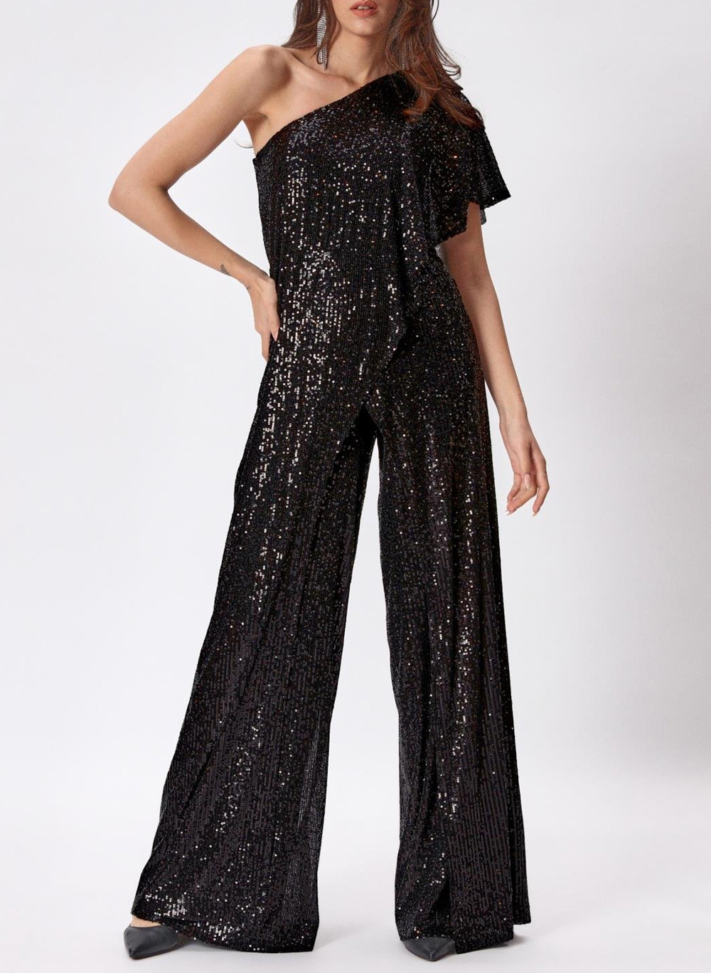 Sparkly One-Shoulder Sequined Mother Of The Bride Jumpsuit/Pantsuit