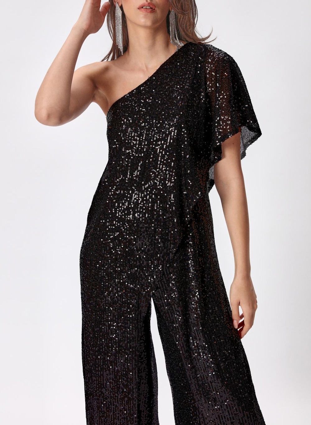 Sparkly One-Shoulder Sequined Mother Of The Bride Jumpsuit/Pantsuit