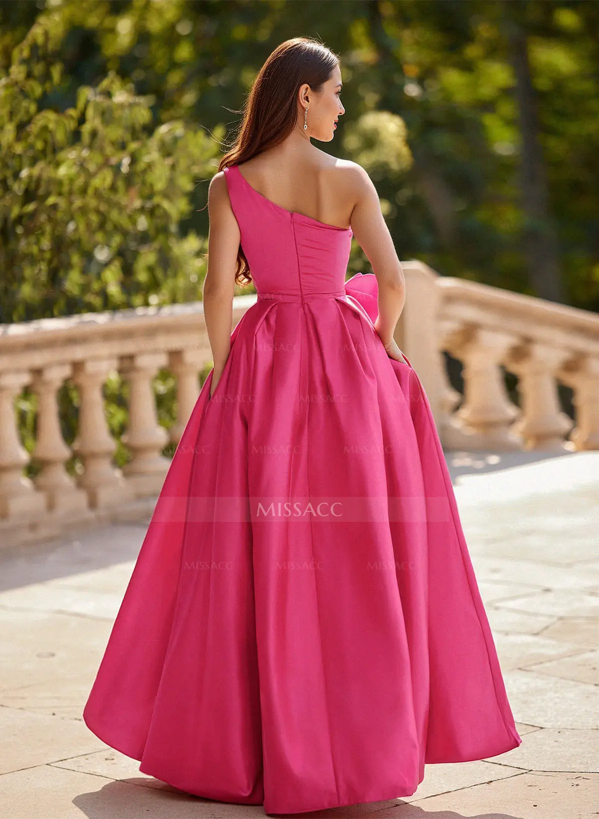 strapless open back dress Royal Blue High-Low Velvet Prom Dress with One-Shoulder Neckline – SS107 –  Viniodress main image 0