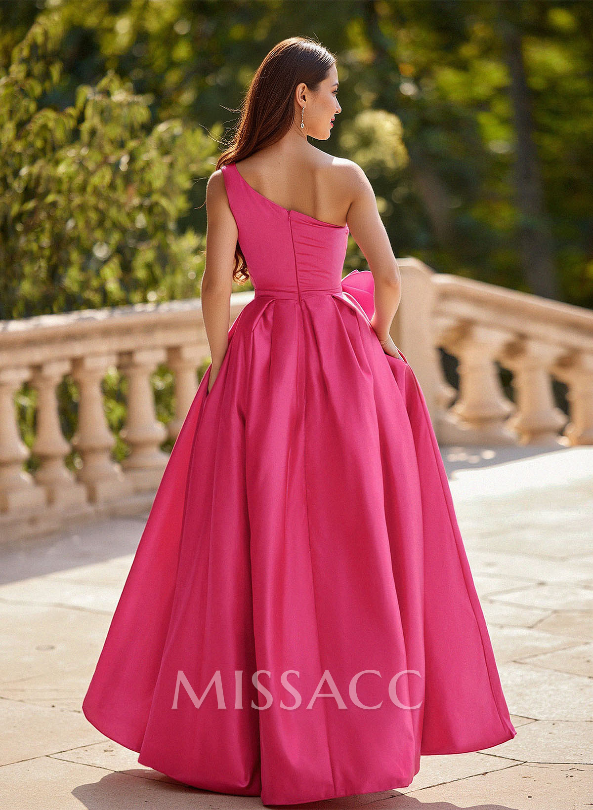 Unique One-Shoulder Bow(s) A-Line Floor-Length Satin Prom Dresses Unique One-Shoulder Bow(s) A-Line Floor-Length Satin Prom Dresses
