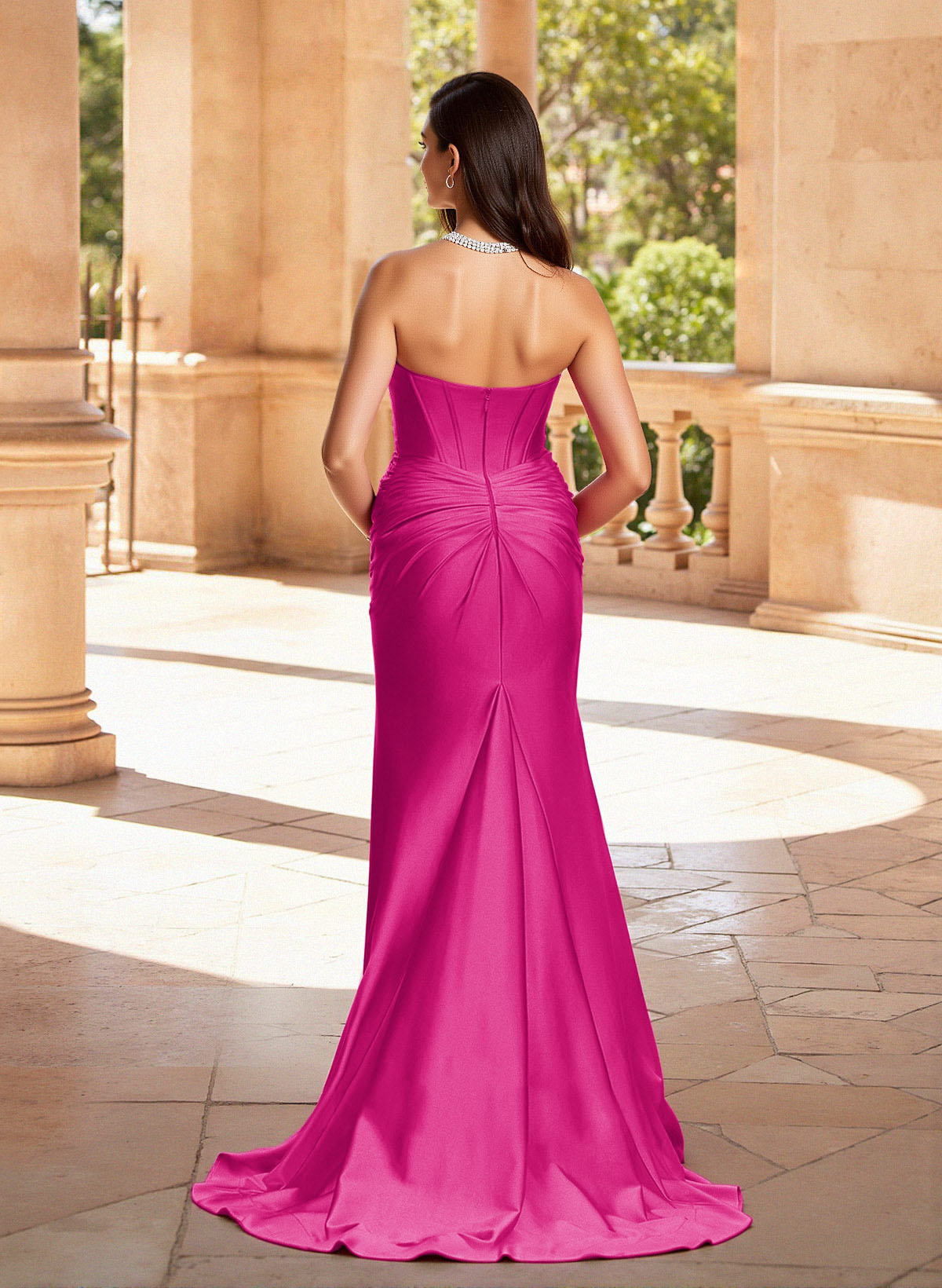 Sparkle Trumpet Halter Sleeveless Matte Satin Prom Dresses With High Split