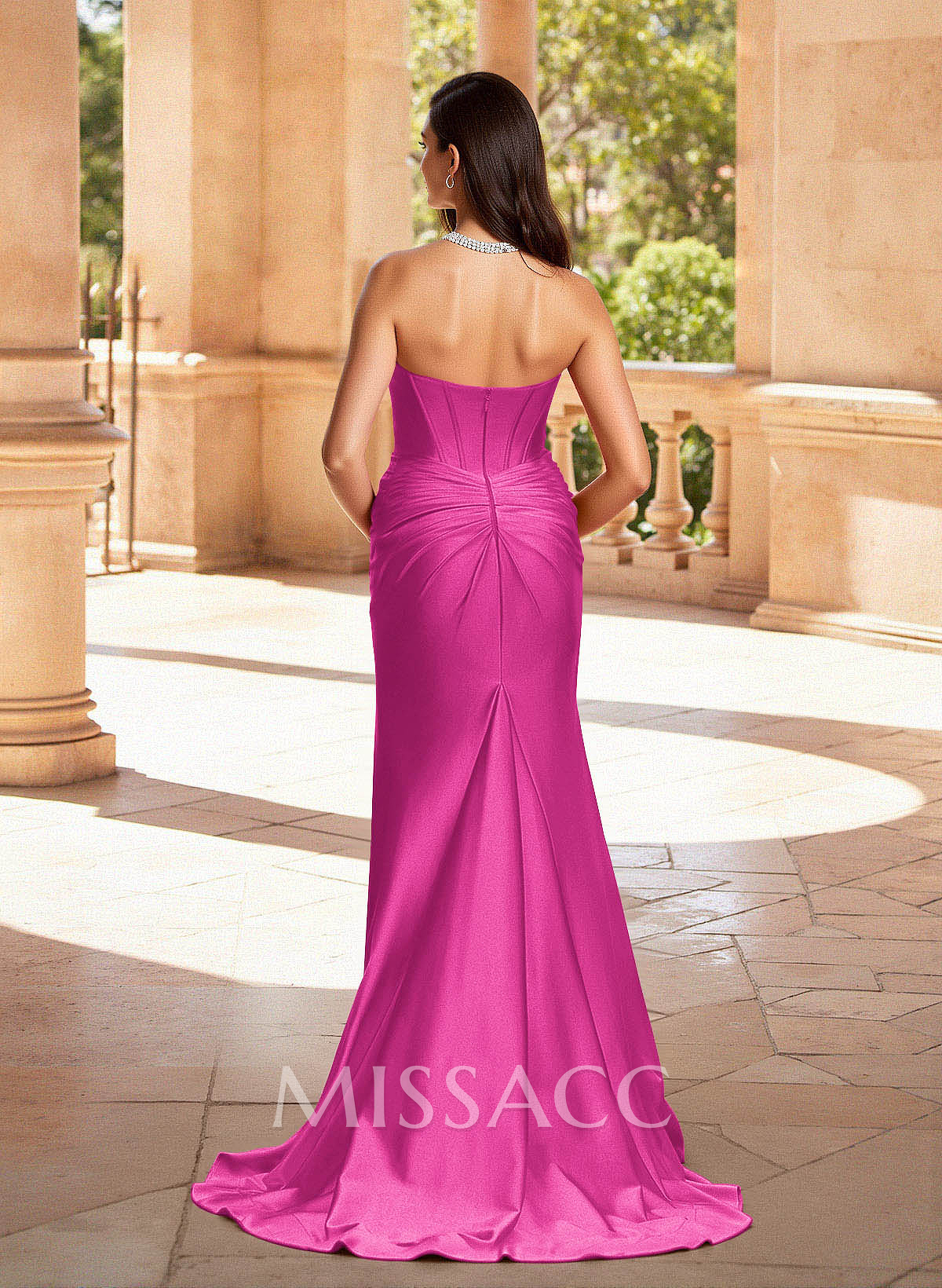 Sparkle Trumpet Halter Sleeveless Stretch Satin Knit Prom Dresses With High Split Sparkle Trumpet Halter Sleeveless Stretch Satin Knit Prom Dresses With High Split